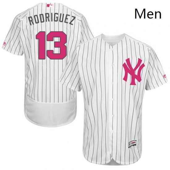 Mens Majestic New York Yankees 13 Alex Rodriguez Authentic White 2016 Mothers Day Fashion Flex Base Jersey